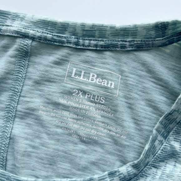 LL Bean Streamside SS Tee Light Green Geometric Womens Plus 2X Stretch Outdoor - Picture 8 of 9